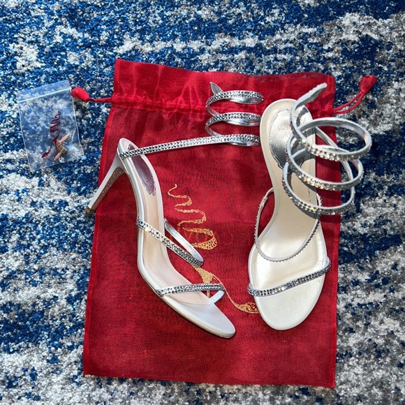 ❌SOLD❌ Rene Caovilla 37.5 JEWELED SANDALS CLEO SILVER - Picture 5 of 13